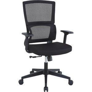 Lorell+Mid-back+Mesh+Chair+-+Black+Fabric+Seat+-+Black+Mesh+Back+-+Mid+Back+-+5-star+Base+-+Armrest+-+1+Each