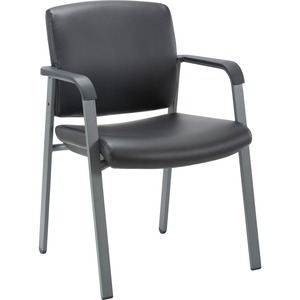 Lorell+Healthcare+Upholstery+Guest+Chair+-+Steel+Frame+-+Square+Base+-+Black+-+Vinyl+-+Armrest+-+1+Each