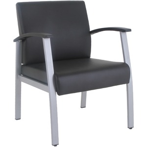 Lorell+Mid-Back+Healthcare+Guest+Chair+-+Vinyl+Seat+-+Vinyl+Back+-+Powder+Coated+Silver+Steel+Frame+-+Mid+Back+-+Four-legged+Base+-+Black+-+Armrest+-+1+Each