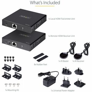 StarTech.com 4K HDMI Extender Over CAT5/CAT6 Cable, 4K 60Hz Video Extender Up to 230ft (70m), HDMI Over Ethernet Cabling, S/PDIF Audio Out