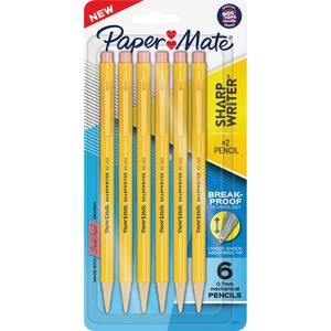 Paper+Mate+Sharpwriter+Mechanical+Pencils+-+0.7+mm+Black+Lead+-+HB%2F%232+-+Yellow+Barrel+-+6+%2F+Pack