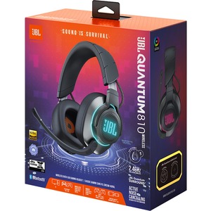 JBL Quantum 810 Gaming Headset - Stereo - Mini-phone (3.5mm), USB - Wired/Wireless - Bluetooth/RF - 32 Ohm - 20 Hz - 20 kHz - Over-the-ear - Binaural - Ear-cup - 3.9 ft Cable - Directional Microphone - Noise Canceling - Black