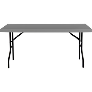 SKILCRAFT%C2%AE+Blow-Molded+Folding+Table+-+Charcoal+Gray+Rectangle+Top+-+Gray+Folding+Base+-+250+lb+Capacity+-+60%26quot%3B+Table+Top+Width+x+18%26quot%3B+Table+Top+Depth+-+29%26quot%3B+Height+-+High-density+Polyethylene+%28HDPE%29+Top+Material+-+1+Each+-+TAA+Compliant