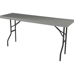 SKILCRAFT%C2%AE+Blow-Molded+Folding+Table+-+Charcoal+Gray+Rectangle+Top+-+Gray+Folding+Base+-+250+lb+Capacity+-+72%26quot%3B+Table+Top+Width+x+18%26quot%3B+Table+Top+Depth+-+29%26quot%3B+Height+-+High-density+Polyethylene+%28HDPE%29+Top+Material+-+1+Each+-+TAA+Compliant