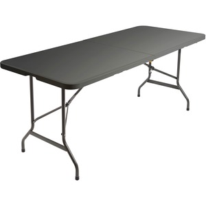 SKILCRAFT%C2%AE+Blow-Molded+Folding+Table+-+Charcoal+Gray+Rectangle+Top+-+Gray+Folding+Base+-+250+lb+Capacity+-+30%26quot%3B+Table+Top+Width+x+60%26quot%3B+Table+Top+Depth+-+26%26quot%3B+Height+-+High-density+Polyethylene+%28HDPE%29+Top+Material+-+1+Each+-+TAA+Compliant
