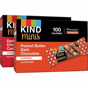 KIND+Minis+Snack+Bar+Variety+Pack+-+Trans+Fat+Free%2C+No+Artificial+Sweeteners%2C+Gluten-free%2C+Low+Sodium%2C+Low+Glycemic+-+Peanut+Butter+Dark+Chocolate%2C+Dark+Chocolate+Cherry+Cashew+-+0.71+oz+-+20+%2F+Box