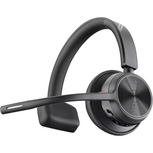 Poly Voyager 4310 USB-C Headset - Siri, Google Assistant - Mono - USB Type A, USB Type C - Wired/Wireless - Bluetooth - 164 ft - 20 Hz - 20 kHz - On-ear - Monaural - Ear-cup - 4.9 ft Cable - Electret Condenser, MEMS Technology Microphone - Noise Canceling - Black