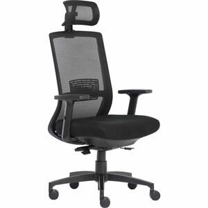 Lorell+Mesh+Task+Chair+-+Fabric%2C+Memory+Foam+Seat+-+Black+-+Armrest+-+1+Each