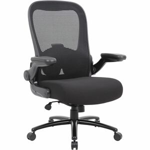 Boss+Heavy+Duty+Flip+Arm+Mesh+Chair+-+Black+Fabric%2C+High+Density+Foam+%28HDF%29+Seat+-+Black+Mesh+Back+-+Black+Frame+-+5-star+Base+-+Armrest+-+1+Each