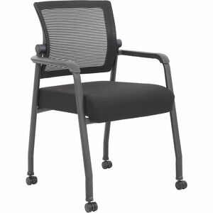 Boss+Mesh+4-Legged+Guest+Chair+-+Black+Fabric+Seat+-+Black+Mesh+Back+-+Black+Tubular+Steel+Frame+-+Four-legged+Base+-+Armrest+-+1+Each