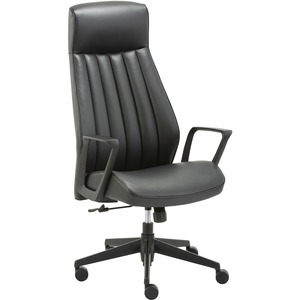 LYS+High-Back+Bonded+Leather+Chair+-+Black+Bonded+Leather+Seat+-+Black+Bonded+Leather+Back+-+High+Back+-+Armrest+-+1+Each