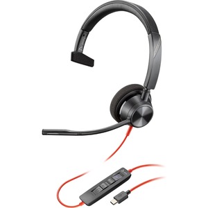 Poly Blackwire 3310 USB-C Headset - Mono - USB Type C - Wired - 32 Ohm - 80 Hz - 20 kHz - On-ear - Monaural - Open - 7.1 ft Cable - Omni-directional Microphone - Black