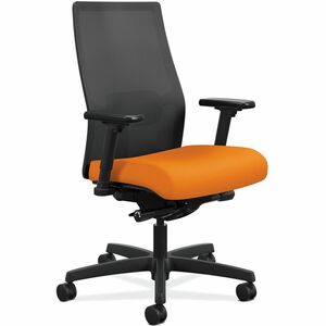 HON+Ignition+Black+Mesh+Back+Chair+-+Fabric+Seat+-+Apricot+Fabric%2C+Polyurethane+Seat+-+Black+Mesh+Back+-+Black+Frame+-+Mid+Back+-+5-star+Base+-+1+Each