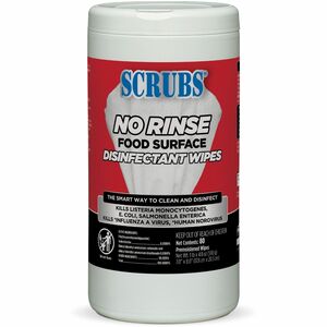 SCRUBS+No+Rinse+Food+Surface+Disinfectant+Wipes+-+Ready-To-Use+-+8%26quot%3B+Length+x+7%26quot%3B+Width+-+80+-+1+Each+-+Rinse-free%2C+Pre-moistened%2C+Water+Soluble+-+Red