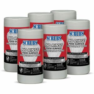 SCRUBS+No+Rinse+Food+Surface+Disinfectant+Wipes+-+Ready-To-Use+-+80+%2F+Can+-+6+%2F+Carton+-+Rinse-free+-+Red