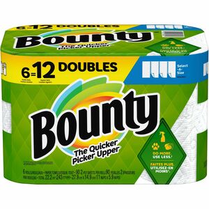 Bounty+Select-A-Size+Paper+Towels+-+6+Double+Rolls+%3D+12+Regular+-+2+Ply+-+90+Sheets%2FRoll+-+White+-+6+%2F+Carton