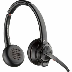 Poly Savi 8220 UC DECT USB-A Headset - Stereo - True Wireless - Bluetooth/DECT - 450 ft - 20 Hz - 20 kHz - On-ear - Binaural - Open - Omni-directional, Noise Cancelling Microphone - Noise Canceling - Black