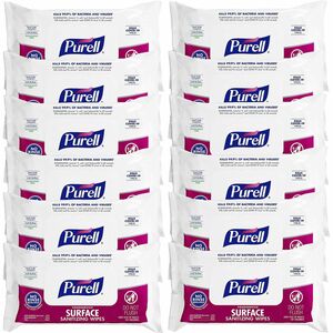 PURELL%C2%AE+Foodservice+Surface+Sanitizing+Wipes+-+White+-+72.0+Per+Packet+-+12+%2F+Carton