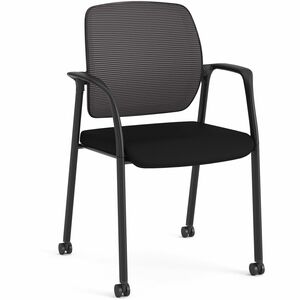 HON+Nucleus+Guest+Chairs+-+Black+Fabric+Seat+-+Black+Mesh+Back+-+Four-legged+Base+-+Armrest+-+1+Each