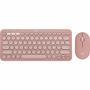 Logitech Pebble 2 Combo Wireless Keyboard and Mouse - USB Type A Wireless Bluetooth Keyboard - Tonal Rose - USB Type A Wireless Bluetooth Mouse - Optical - 4000 dpi - 3 Button - Scroll Wheel - Tonal Rose - AA, AAA - Compatible with Chromebook for PC, Mac