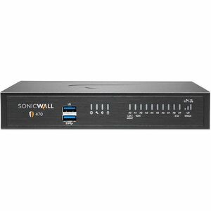 SonicWall TZ470 Network Security/Firewall Appliance - Intrusion Prevention - 8 Port - 10/100/1000Base-T - 2.5 Gigabit Ethernet - 448 MB/s Firewall Throughput - DES, 3DES, MD5, SHA-1, AES (128-bit), AES (192-bit), AES (256-bit), WPA, WEP, WPA, TKIP - 8 x RJ-45 - 2 Total Expansion Slots - 3 Year Essential Protection Service Suite - Desktop, Rack-mountable