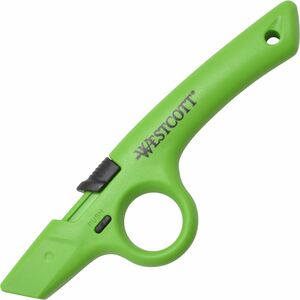 Westcott+Non-Replaceable+Finger+Loop+Safety+Cutter+-+Ceramic+Blade+-+Retractable%2C+Lock+Off+Switch%2C+Durable+-+Acrylonitrile+Butadiene+Styrene+%28ABS%29+-+Green+-+1+Each