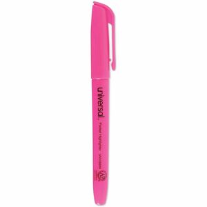 Universal+Highlighter+-+Fluorescent+Pink+Ink+-+Pink+Barrel+-+1+Dozen