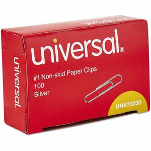 Universal+Paper+Clip+-+No.+1+-+1.3%26quot%3B+Length+-+for+Paper%2C+Paper+Clip%2C+Office%2C+School%2C+Home%2C+Sheet%2C+Document+-+Non-skid%2C+Durable+-+Silver+-+Steel+Wire+-+100+Clips%2FBox+-+1000+%2F+Pack