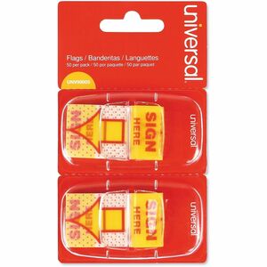 Universal+Arrow+Message+Page+Flags+-+100+-+SIGN+HERE+-+Yellow%2C+Red+-+Reusable%2C+Repositionable+-+Dispenser+Included+-+100+%2FFlagsPack+-+1+Pack