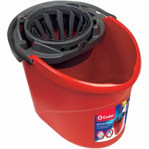 O-Cedar+QuickWring+Bucket+-+2.50+gal+-+Handle%2C+Wringer+-+Red%2C+Gray+-+1+Each
