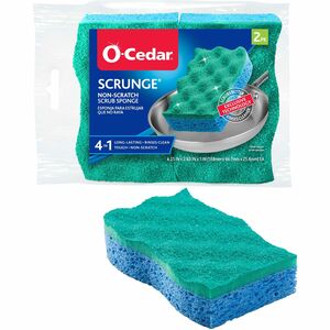 O-Cedar+Scrunge+Non-Scratch+Scrub+Sponge+-+4.2%26quot%3B+Width+x+2.6%26quot%3B+Depth+x+4.2%26quot%3B+Length+-+2%2FPack+-+Cellulose%2C+Synthetic+Fiber+-+Multi%2C+Blue%2C+Green