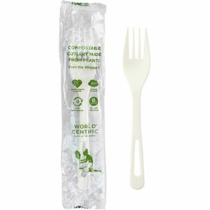 World+Centric+TPLA+Wrapped+Cutlery+-+Fork+-+Fork+-+Dishwasher+Safe+-+Talc-filled+Polylactic+Acid+%28TPLA%29+-+Light+Beige+-+750+%2F+Carton