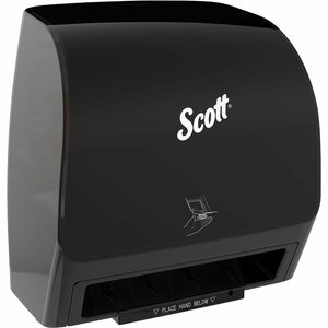 Scott+Automatic+Slimroll+Towel+Dispenser+-+7.3%26quot%3B+Height+x+11.8%26quot%3B+Width+x+12.4%26quot%3B+Depth+-+Plastic+-+Black+-+Automatic%2C+Compact%2C+Hygienic%2C+Wall+Mountable%2C+Touch-free%2C+Dirt+Resistant%2C+Impact+Resistant%2C+Translucent+-+1+Carton