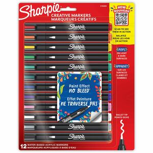 Sharpie+Creative+Markers%2C+Water-Based+Acrylic+Markers%2C+Bullet+Tip+-+Bullet+Marker+Point+-+Assorted+Ink+-+Water+Based+-+Black+Barrel+-+12+%2F+Pack