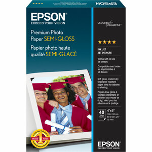 Epson Premium Photo Paper - 4" x 6" - Semi-gloss - 40 Sheet