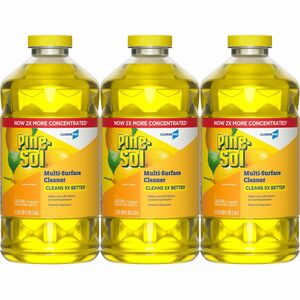 Pine-Sol+Multi-Surface+Cleaner+-+For+Multi+Surface+-+Concentrate+-+Liquid+-+80+fl+oz+%282.5+quart%29+-+Lemon+Fresh+Scent+-+3+%2F+Carton+-+Deodorize%2C+Disinfectant%2C+Dilutable+-+Yellow