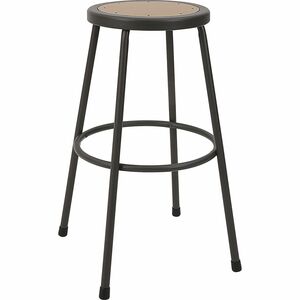 Lorell+Metal+Shop+Stool+-+Wood%2C+Medium+Density+Fiber+%28MDF%29+Seat+Material+-+Light+Gray+-+Metal+-+1+Each