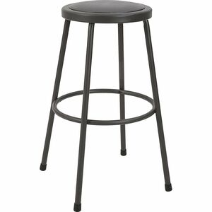 Lorell+Metal+Shop+Stool+-+Vinyl+Seat+-+Light+Gray+-+Metal+-+1+Each