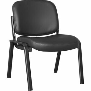 Lorell+Deluxe+Leather+4-Leg+Guest+Chair+-+Leather%2C+Plywood+Seat+-+Leather%2C+Plywood+Back+-+Powder+Coated+Metal+Frame+-+Four-legged+Base+-+Black+-+1+Each