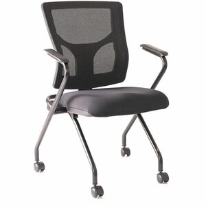 Lorell+Conjure+Mesh+Training+Chairs+with+Arms+-+Polyurethane%2C+Molded+Foam%2C+Fabric+Seat+-+Black+-+Armrest+-+2+%2F+Carton