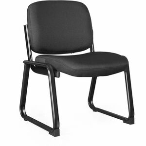 Lorell+Black+Fabric+Guest+Chair+-+Plywood%2C+Fabric+Seat+-+Plywood%2C+Fabric+Back+-+Powder+Coated+Metal+Frame+-+Sled+Base+-+Black+-+1+Each