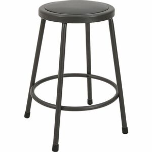 Lorell+Metal+Shop+Stool+-+Vinyl+Seat+-+Light+Gray+-+Metal+-+1+Each