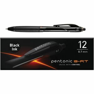 Pentonic+Retractable+Ballpoint+Pens+-+0.7+mm+Fine+Pen+Point+-+Retractable+-+Black+Ink+-+Nickel+Silver+Tip+-+1+Dozen