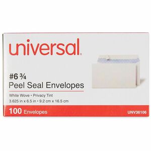Universal+Envelope+-+Business+-+%236+3%2F4+-+24+lb+-+Self+Adhesive+-+White+-+Paper+Stock+-+100+%2F+Box