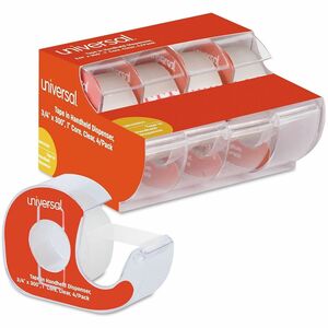 Universal+Invisible+Tape+with+Handheld+Dispenser%2C+1%26quot%3B+Core%2C+0.75%26quot%3B+x+25+ft%2C+Clear%2C+4%2FPack+-+25+ft+Length+x+0.75%26quot%3B+Width+x+2+mil+Thickness+-+1%26quot%3B+Core+-+Matte+-+Clear+-+Acrylic+-+Plastic+Backing+-+4+%2F+Pack