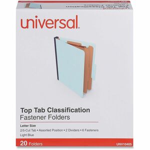 Universal+2%2F5+Tab+Cut+Letter+Classification+Folder+-+8+1%2F2%26quot%3B+x+11%26quot%3B+-+2+1%2F2%26quot%3B+Expansion+-+6+Fastener%28s%29+-+2%26quot%3B+Fastener+Capacity+-+Top+Tab+Location+-+Assorted+Tab+Position+-+2+Divider%28s%29+-+Light+Blue+-+20+Box