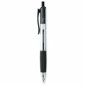 Universal+Comfort+Grip+Ballpoint+Pen+-+1+mm+Medium+Conical+Pen+Point+-+Retractable+-+Black+Ink+-+Clear%2C+Black+Barrel+-+48+%2F+Pack