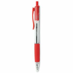 Universal+Comfort+Grip+Ballpoint+Pen+-+1+mm+Medium+Conical+Pen+Point+-+Retractable+-+Red+Ink+-+Clear%2C+Red+Barrel+-+1+Dozen
