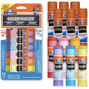 Elmer%26apos%3Bs+Color+%26apos%3BN+Glitz+Glue+Sticks+-+0.21+oz+-+Red%2C+Blue%2C+Pink%2C+Yellow%2C+Orange%2C+Purple+-+12+%2F+Pack