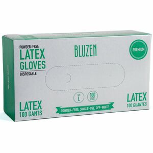 BLUZEN+Powder-Free+Latex+Gloves+-+Large+Size+-+Latex+-+Off+White+-+Comfortable+-+For+Healthcare%2C+General+Purpose+-+10+%2F+Carton+-+4+mil+Thickness